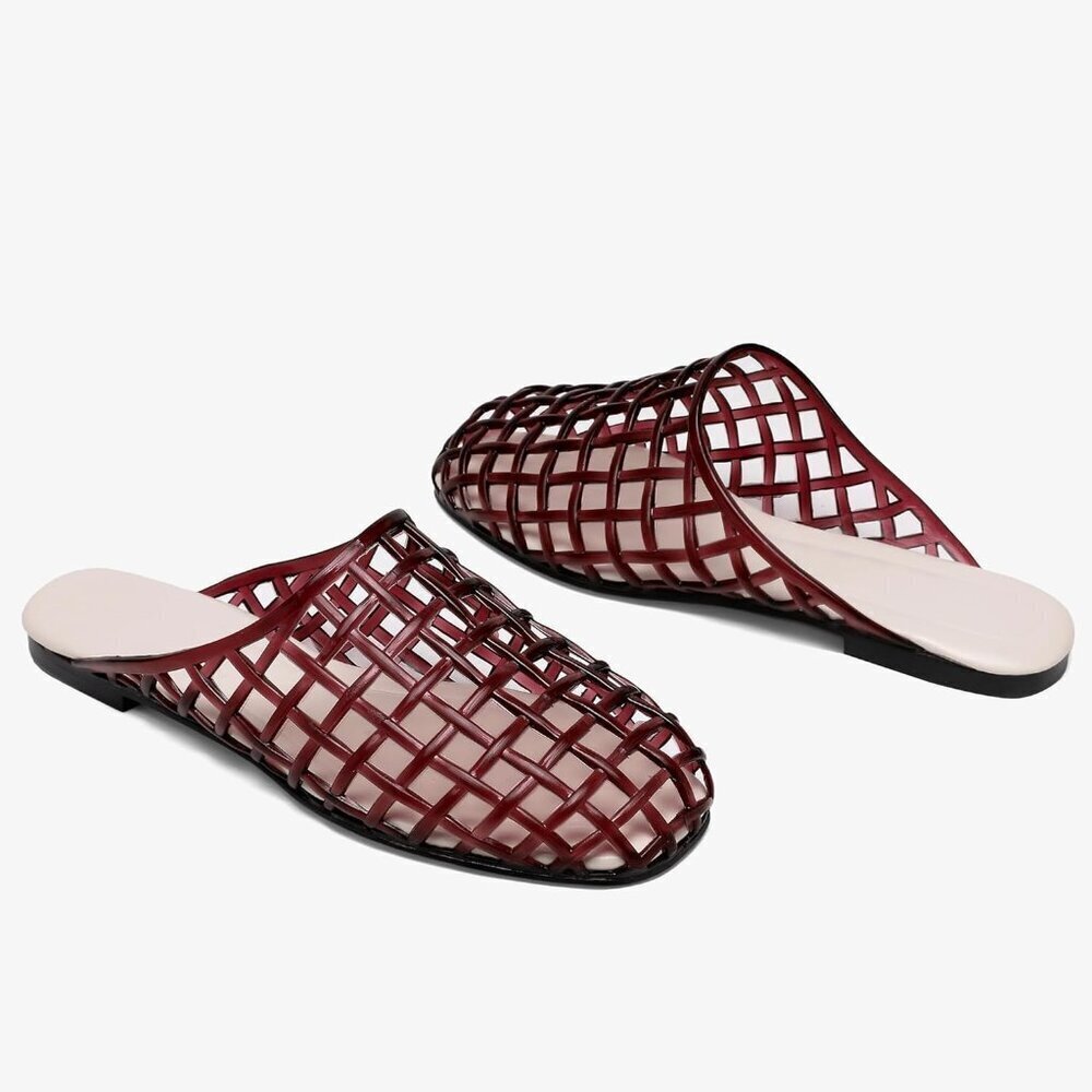 Women Jelly Shoes Clear Mesh Slides Summer Beach Flats Size 7 - Picture 6 of 8